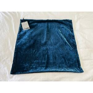 New WEST ELM Velvet Pillow Cover Blue~ Linen~ 19”x19”